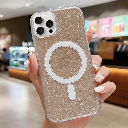 

For iPhone 12 / 12 Pro Acrylic Transparent Glitter MagSafe Phone Case(Gold)