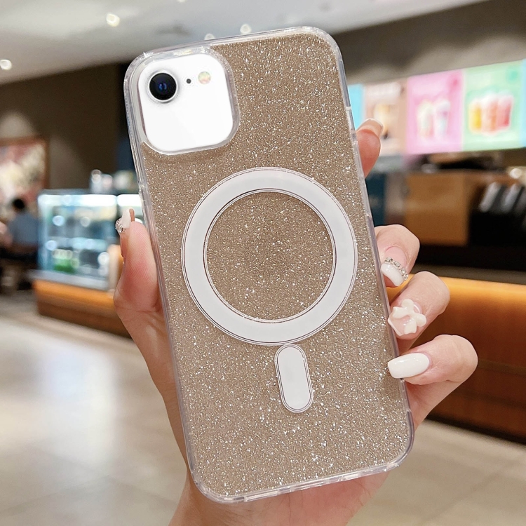

For iPhone SE 2022 / 2020 / 8 / 7 Acrylic Transparent Glitter MagSafe Phone Case(Gold)