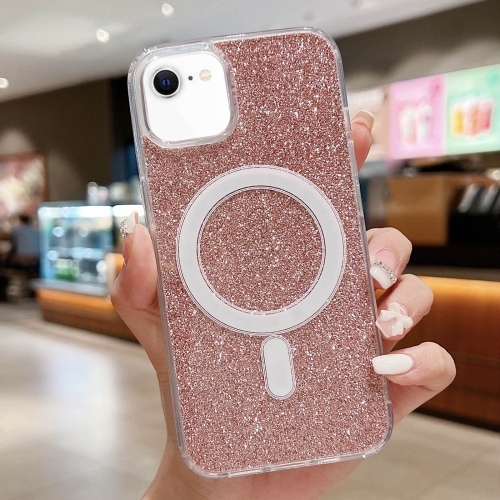 

For iPhone SE 2022 / 2020 / 8 / 7 Acrylic Transparent Glitter MagSafe Phone Case(Pink)