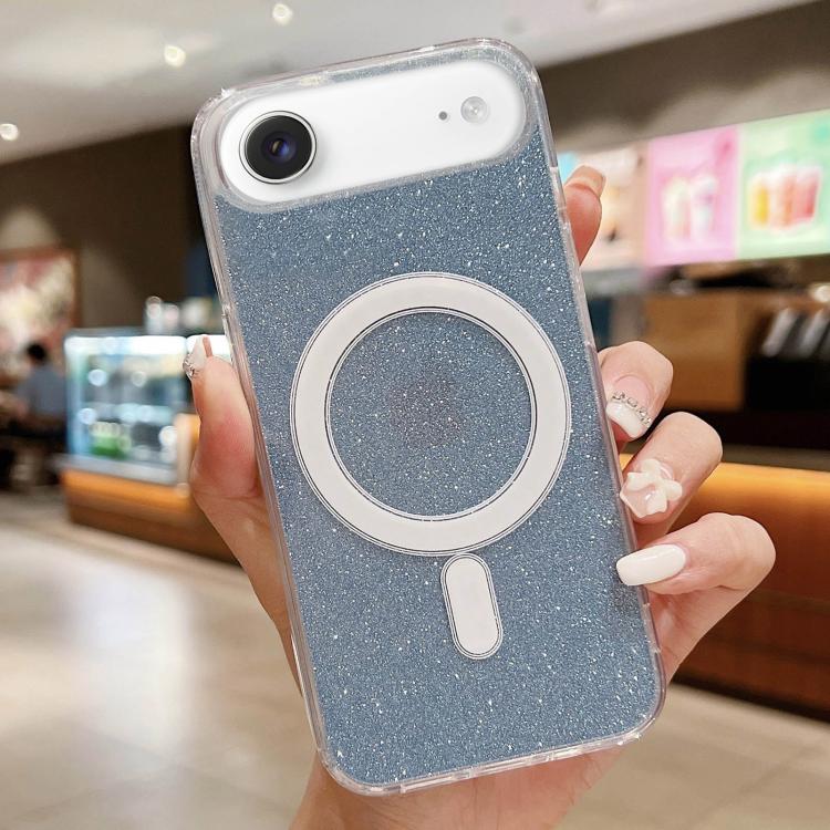 

For iPhone Air Acrylic Transparent Glitter MagSafe Phone Case(Blue)