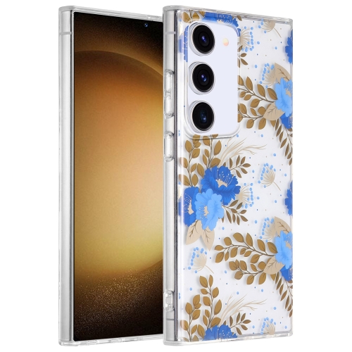 

For Samsung Galaxy S23+ 5G Dual-side Laminating IMD PC Hybrid TPU Phone Case(Blue Peony)