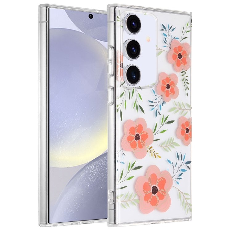 

For Samsung Galaxy S24+ 5G Dual-side Laminating IMD PC Hybrid TPU Phone Case(Orange Flowers)