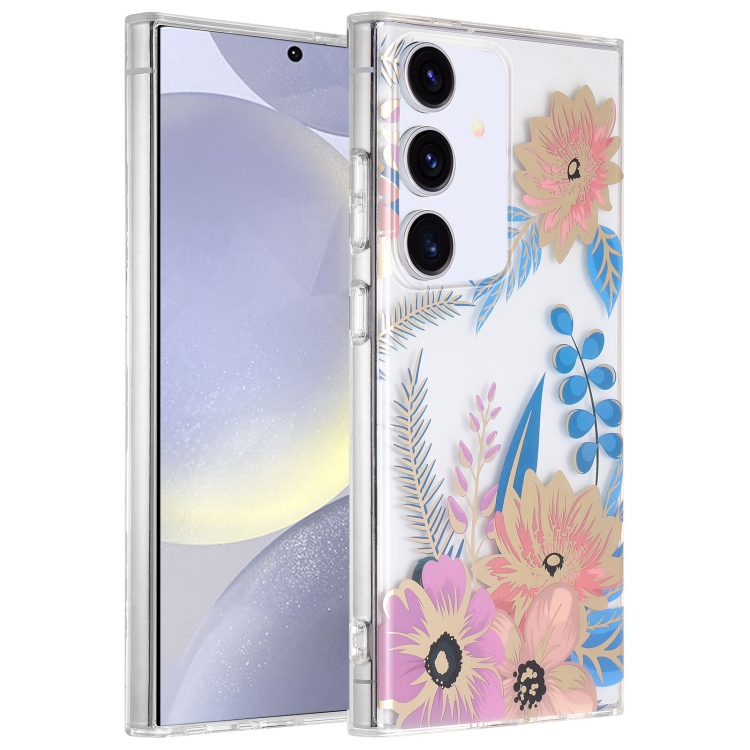 

For Samsung Galaxy S24+ 5G Dual-side Laminating IMD PC Hybrid TPU Phone Case(Lotus)