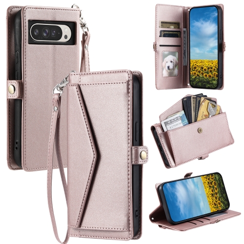 

For Google Pixel 9 Pro XL Wallet Multi-card Slot Leather Phone Case(Rose Gold)