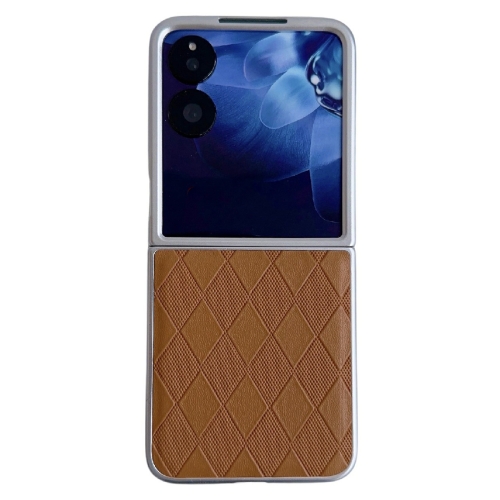 

For Xiaomi Mix Flip Pearlescent Paint Diamond Shaped Checkered Leather Phone Case(Brown)