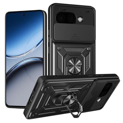 

For Google Pixel 9a Sliding Camera Cover Design TPU+PC Phone Case(Black)