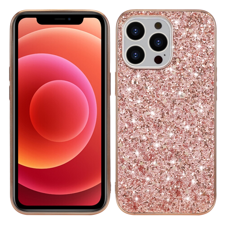 

For iPhone 16 Pro Glitter Powder Shockproof TPU Phone Case(Rose Gold)