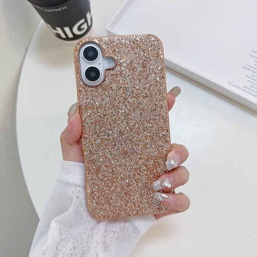 

For iPhone 16 Plus Glitter Powder Shockproof TPU Phone Case(Rose Gold)