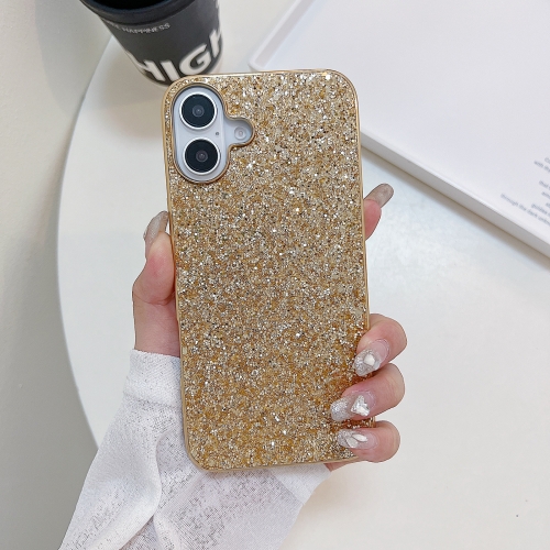 

For iPhone 16 Glitter Powder Shockproof TPU Phone Case(Gold)