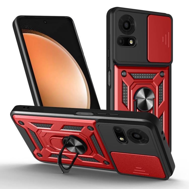 

For TCL 50 LE 4G Sliding Camera Cover Design TPU+PC Phone Case(Red)