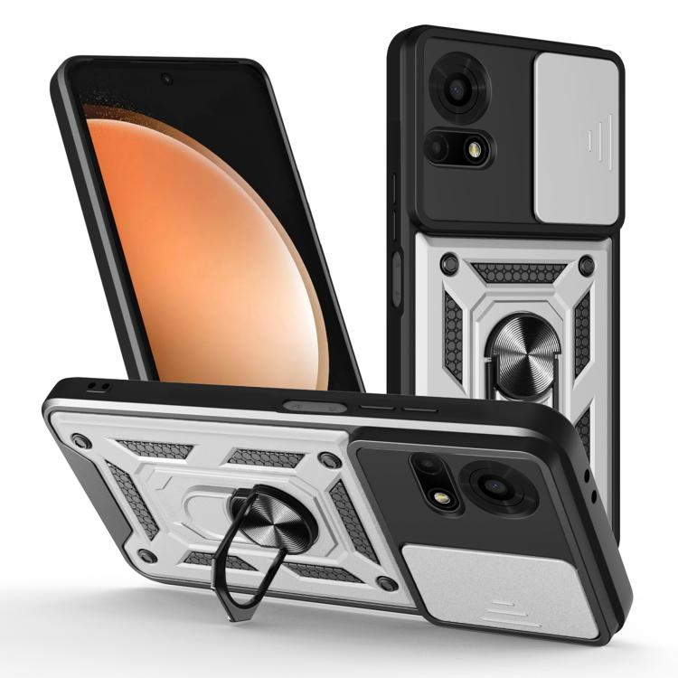 

For TCL 50 LE 4G Sliding Camera Cover Design TPU+PC Phone Case(Silver)