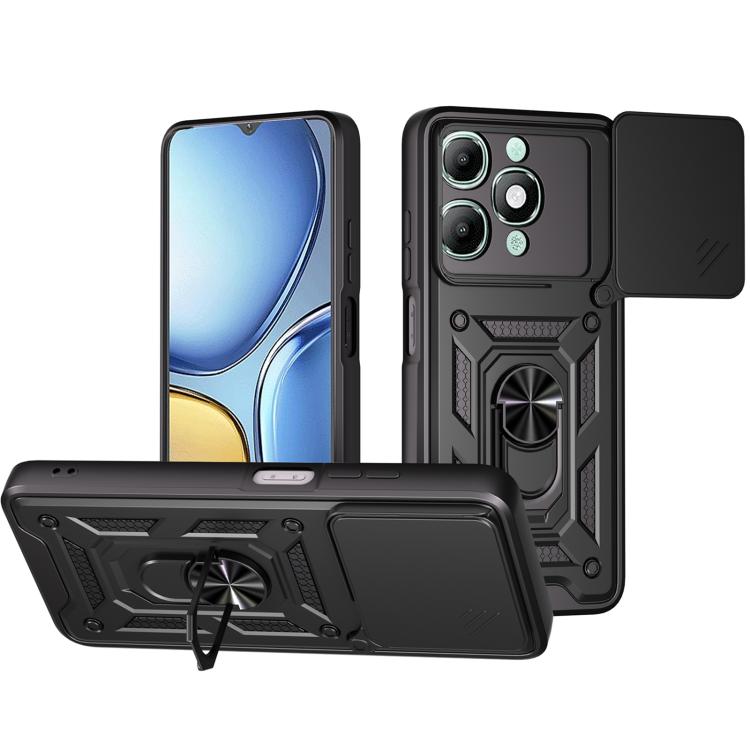 

For itel A90 4G Sliding Camera Cover Design TPU+PC Phone Case(Black)