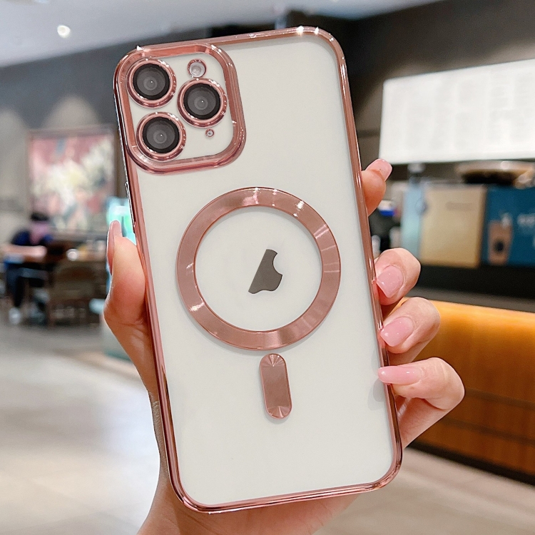 

For iPhone 11 Pro Max Electroplating MagSafe Phone Case(Pink)
