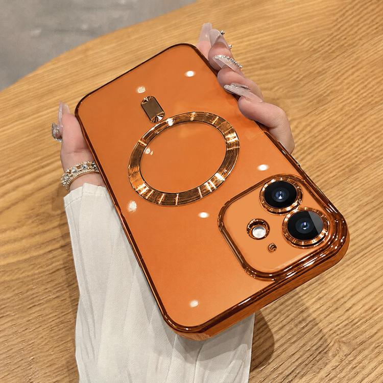For iPhone 12 Electroplating MagSafe Phone Case(Orange)