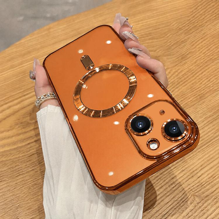For iPhone 14 Electroplating MagSafe Phone Case(Orange)