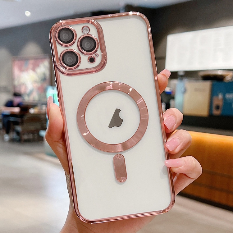 

For iPhone 15 Pro Max Electroplating MagSafe Phone Case(Pink)
