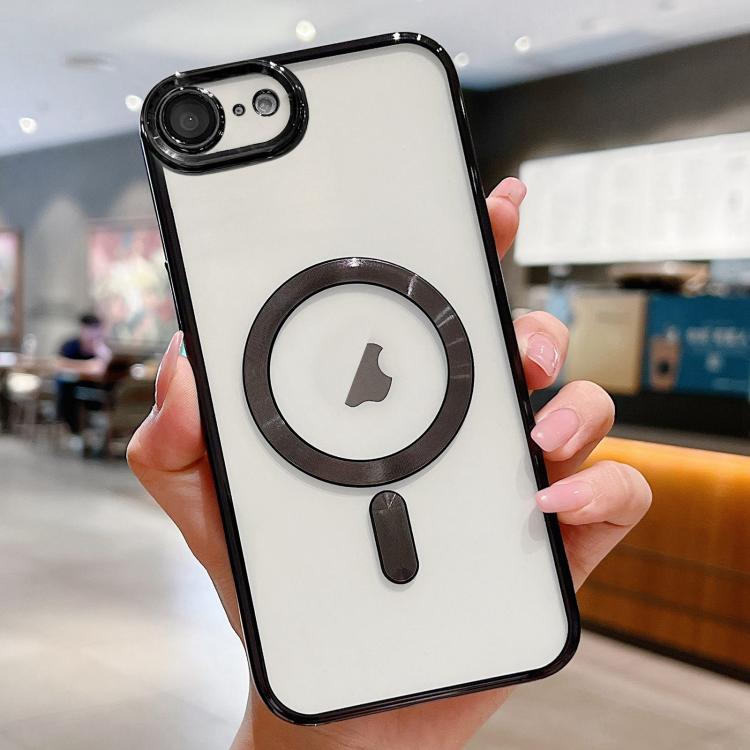 

For iPhone 16e Electroplating MagSafe Phone Case(Black)