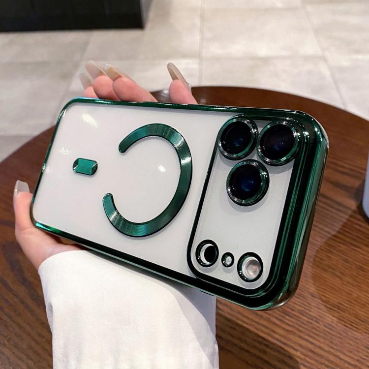 

For iPhone 17 Pro Max Electroplating MagSafe Phone Case(Dark Green)