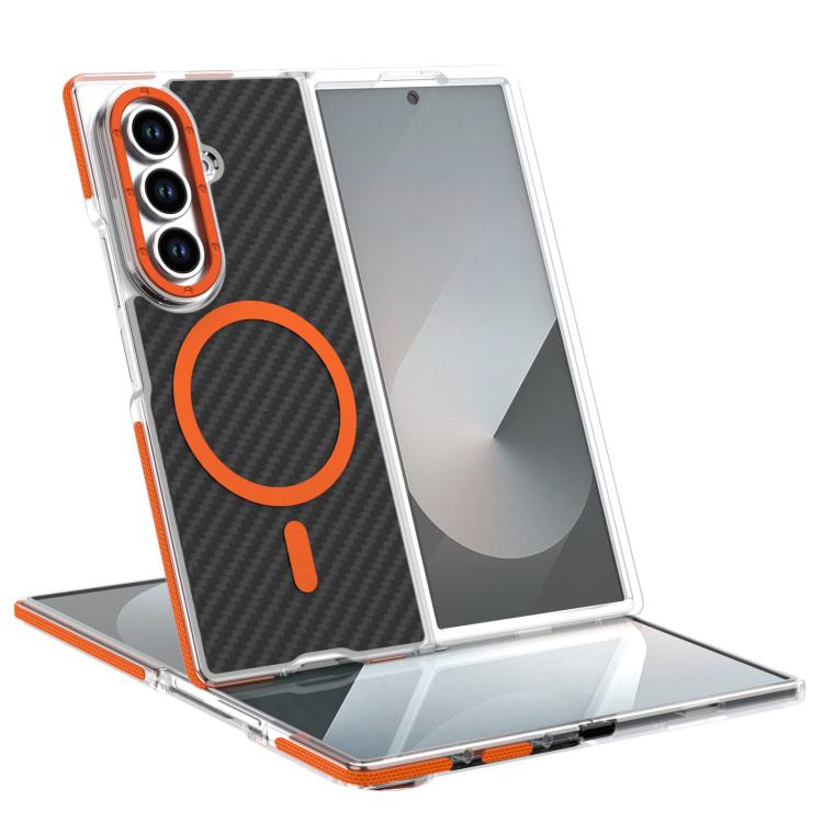 

For Galaxy Z Fold8 Ultra 5G Dual-Color Carbon Fiber Texture Magsafe Phone Case(Orange)