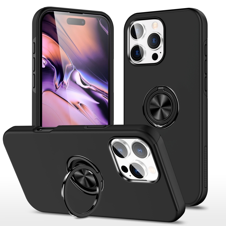 

For iPhone 16 Pro PC + TPU Magnetic Phone Case with Invisible Ring Holder(Black)