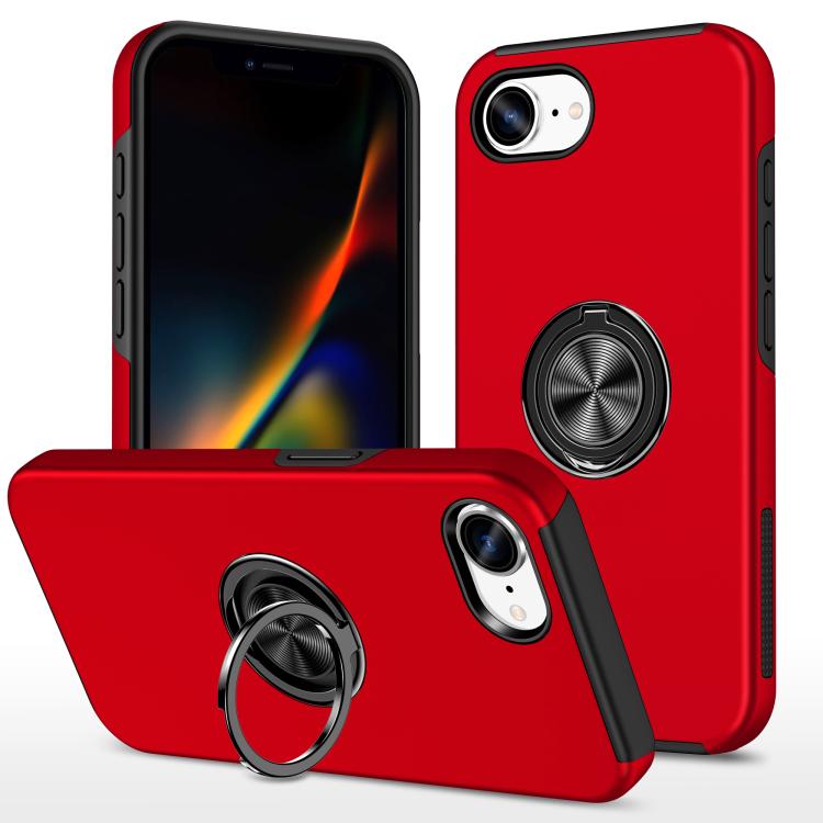 

For iPhone 16e PC + TPU Magnetic Phone Case with Invisible Ring Holder(Red)
