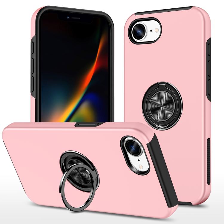 

For iPhone 16e PC + TPU Magnetic Phone Case with Invisible Ring Holder(Rose Gold)