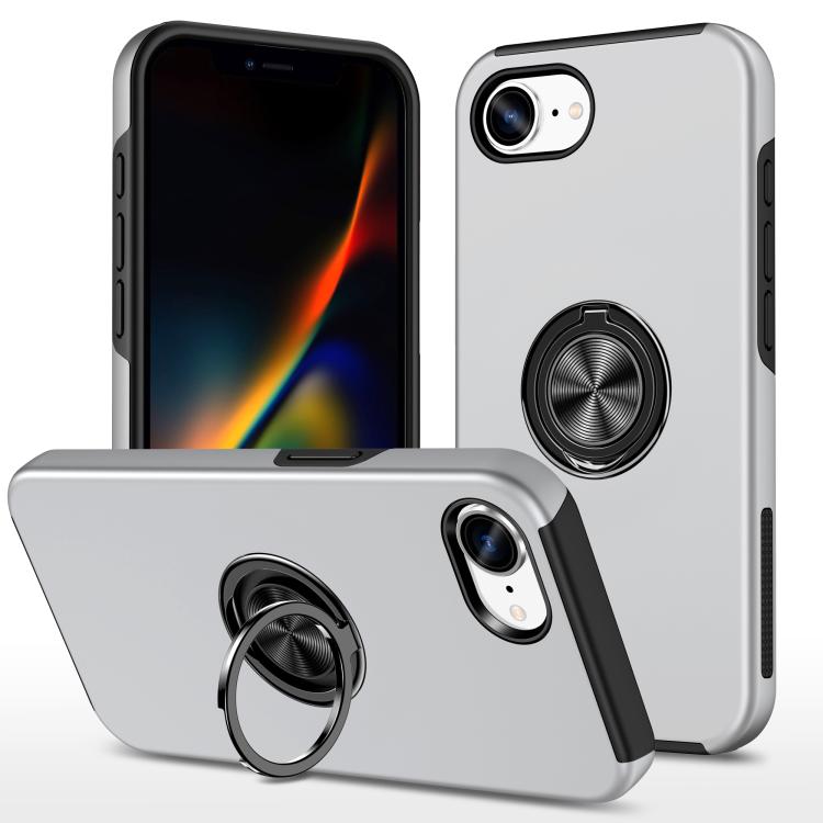 

For iPhone 16e PC + TPU Magnetic Phone Case with Invisible Ring Holder(Silver)