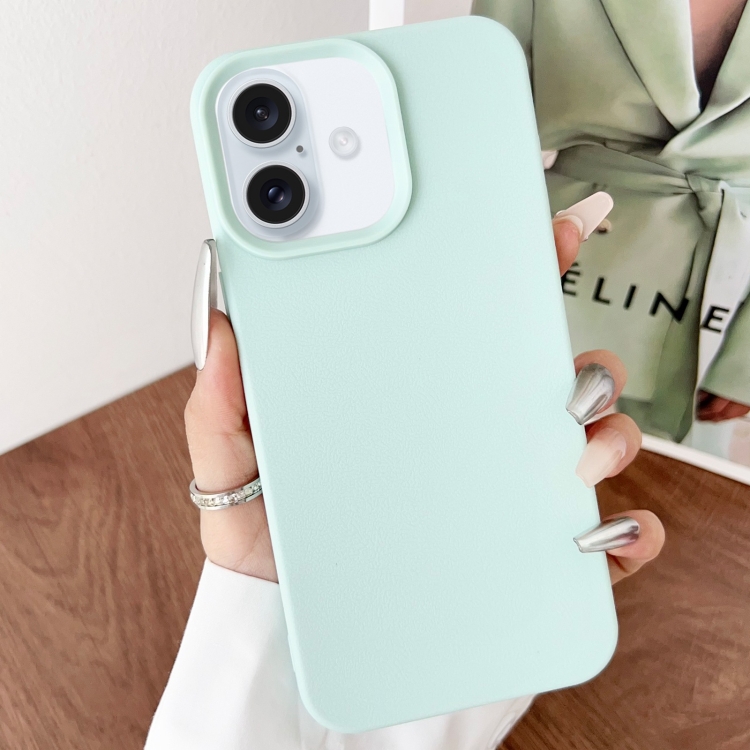 

For iPhone 16 Plus Leather Texture TPU Full Coverage Phone Case(Green)