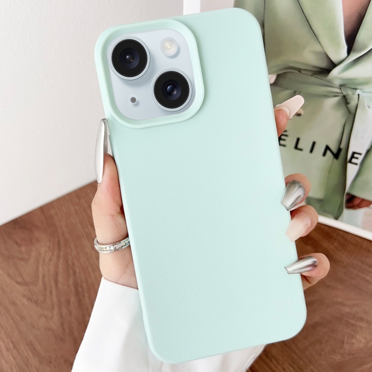 

For iPhone 15 Plus Leather Texture TPU Full Coverage Phone Case(Green)