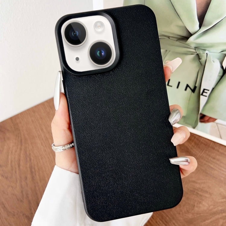 

For iPhone 14 Leather Texture TPU Full Coverage Phone Case(Black)