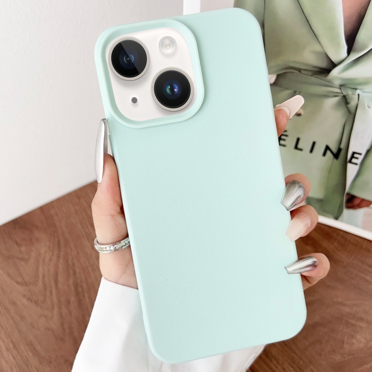

For iPhone 14 Leather Texture TPU Full Coverage Phone Case(Green)