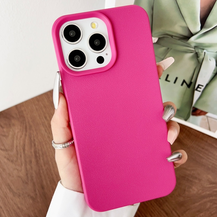 

For iPhone 14 Pro Leather Texture TPU Full Coverage Phone Case(Rose Red)
