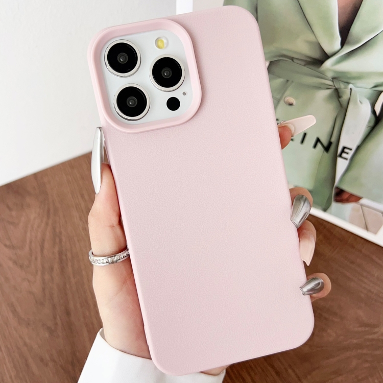 

For iPhone 13 Pro Max Leather Texture TPU Full Coverage Phone Case(Pink)