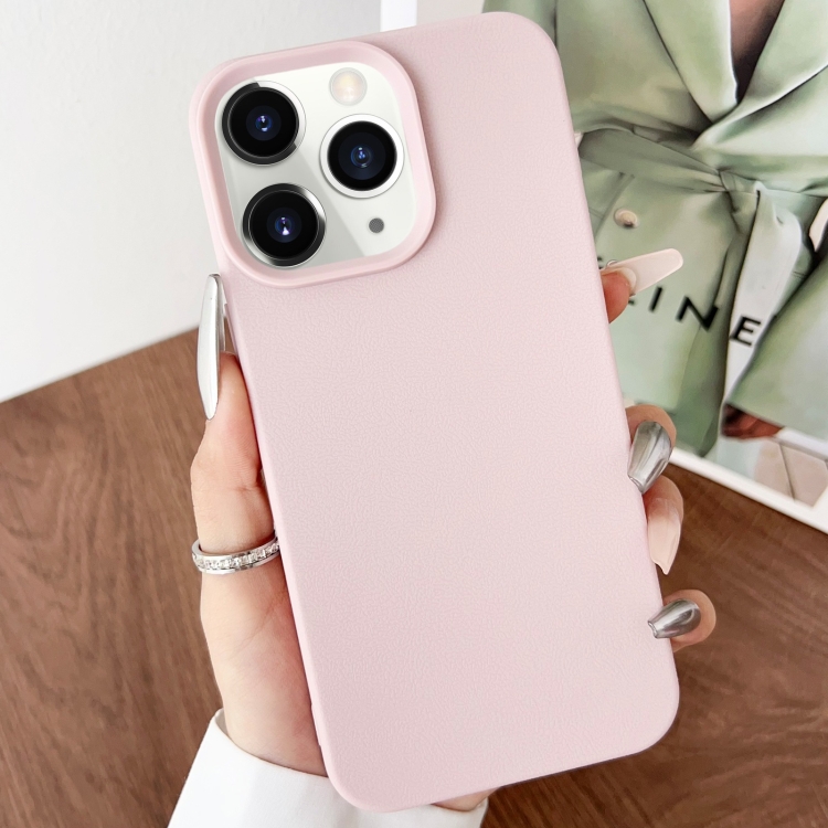 

For iPhone 11 Pro Max Leather Texture TPU Full Coverage Phone Case(Pink)