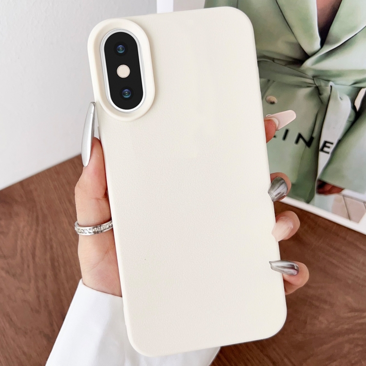 

For iPhone XS Max Leather Texture TPU Full Coverage Phone Case(White)