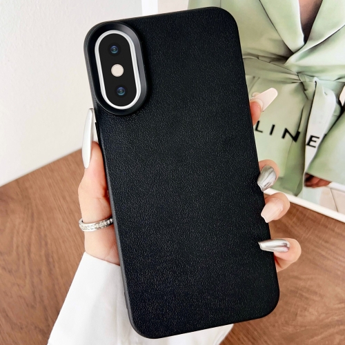 

For iPhone XS Max Leather Texture TPU Full Coverage Phone Case(Black)