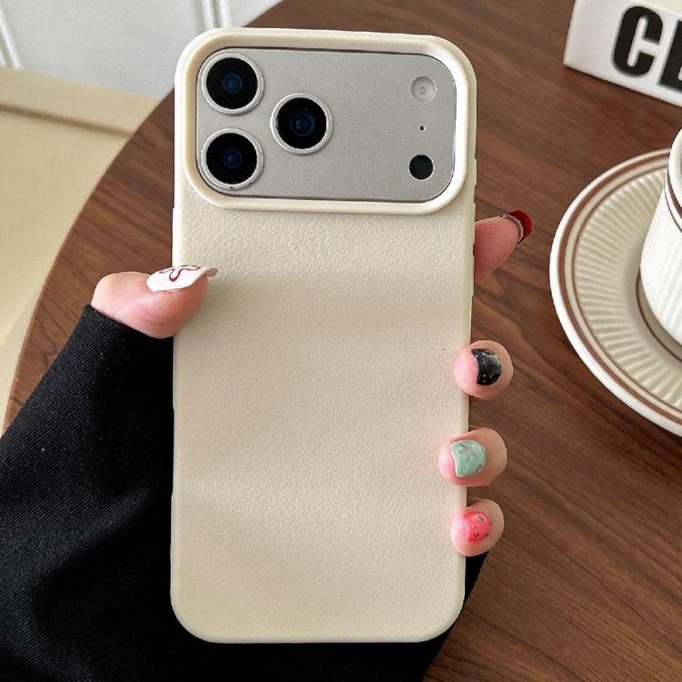 For iPhone 18 Pro Max Leather Texture TPU Full Coverage Phone Case(White)