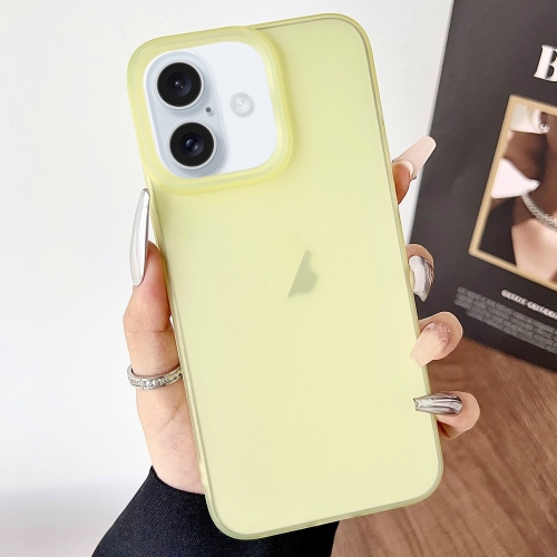 

For iPhone 16 Plus Frosted Translucent TPU Full Coverage Phone Case(Yellow)