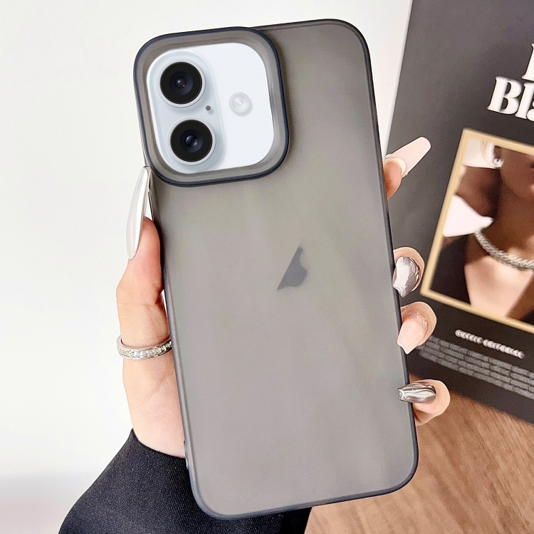 

For iPhone 16 Plus Frosted Translucent TPU Full Coverage Phone Case(Black)