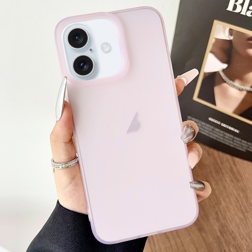 

For iPhone 16 Frosted Translucent TPU Full Coverage Phone Case(Pink)
