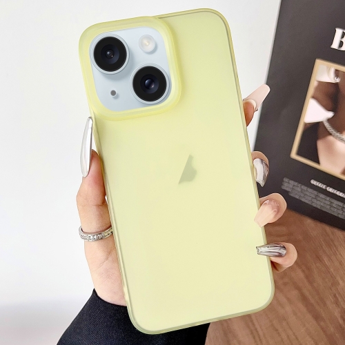 

For iPhone 15 Plus Frosted Translucent TPU Full Coverage Phone Case(Yellow)