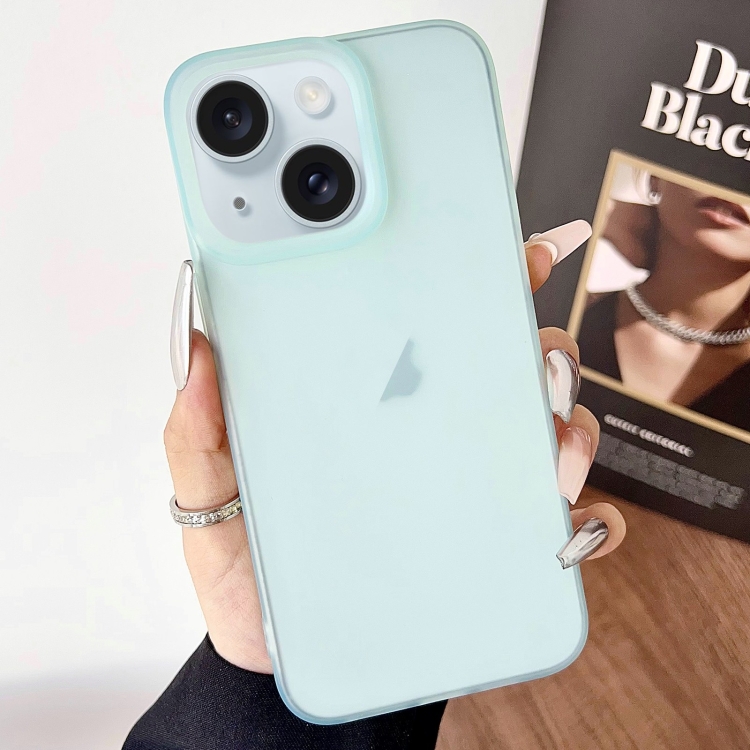 

For iPhone 15 Frosted Translucent TPU Full Coverage Phone Case(Light Green)