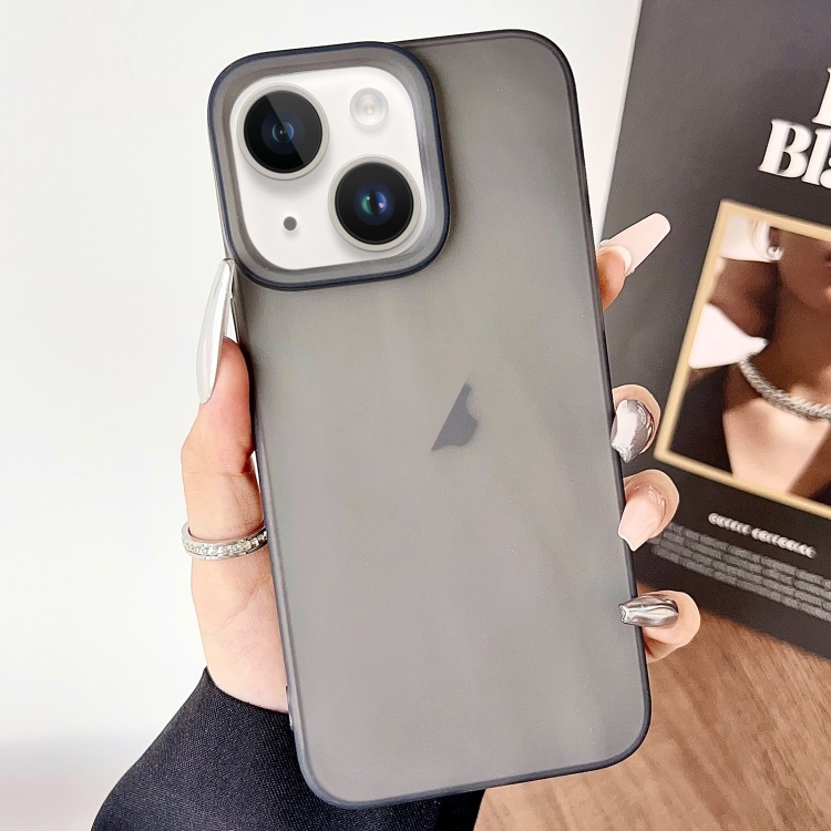 

For iPhone 14 Plus Frosted Translucent TPU Full Coverage Phone Case(Black)