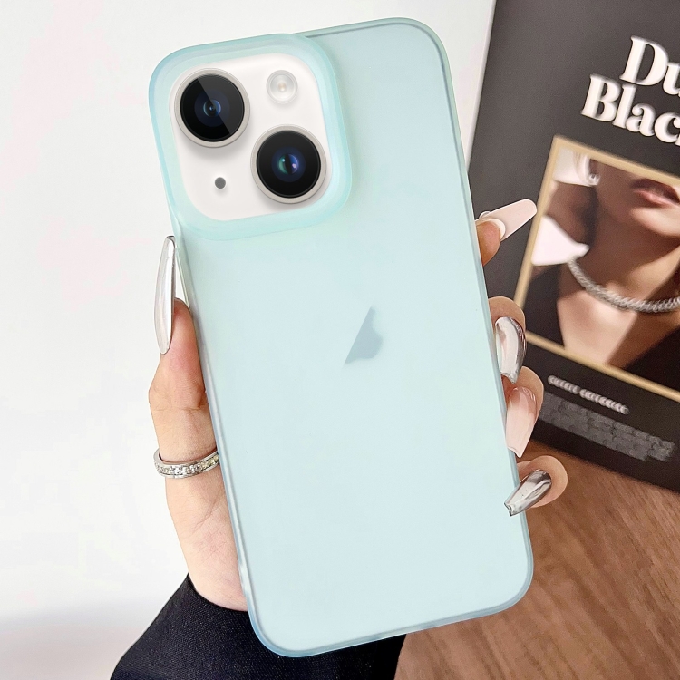 

For iPhone 14 Plus Frosted Translucent TPU Full Coverage Phone Case(Light Green)