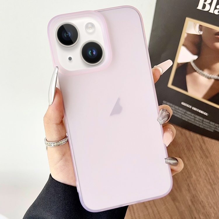 

For iPhone 14 Frosted Translucent TPU Full Coverage Phone Case(Pink)