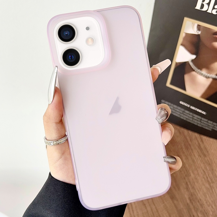 

For iPhone 12 Frosted Translucent TPU Full Coverage Phone Case(Pink)