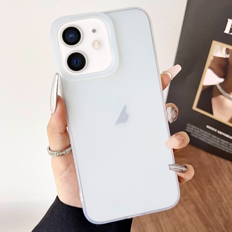

For iPhone 12 Frosted Translucent TPU Full Coverage Phone Case(White)