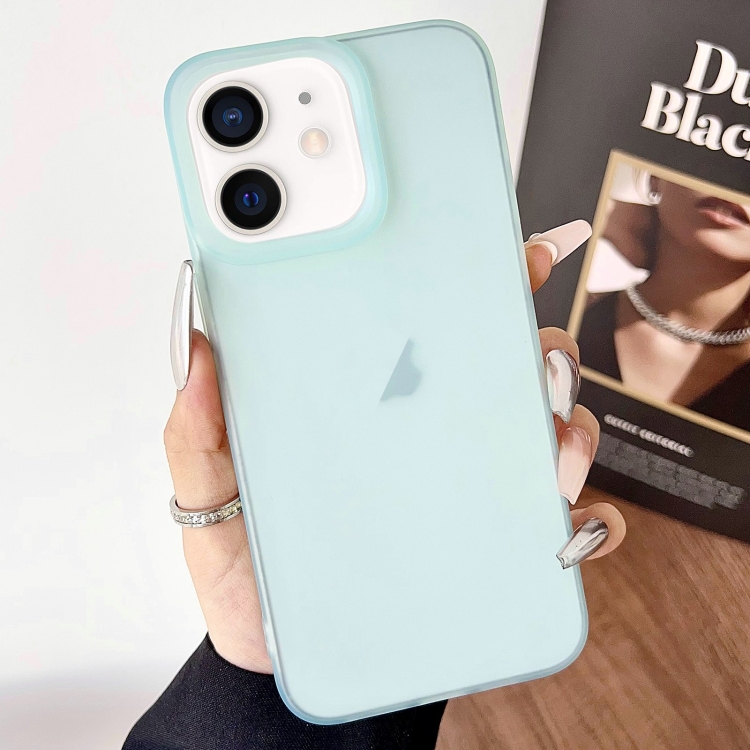 

For iPhone 12 Frosted Translucent TPU Full Coverage Phone Case(Light Green)