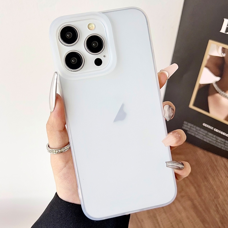 

For iPhone 12 Pro Frosted Translucent TPU Full Coverage Phone Case(White)