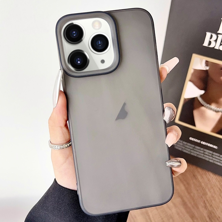 

For iPhone 11 Pro Max Frosted Translucent TPU Full Coverage Phone Case(Black)